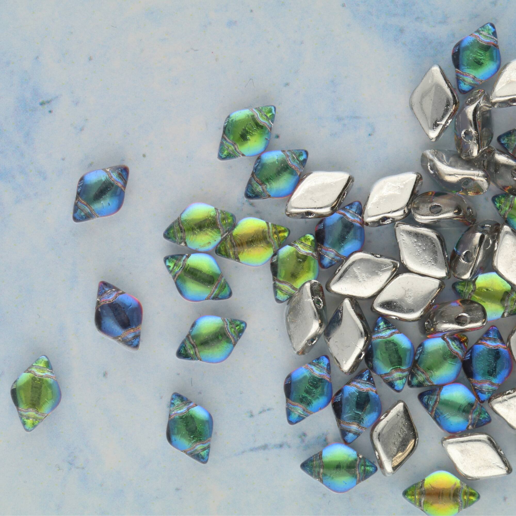 GemDUO™ 8mm 2-Hole Czech Glass Diamond Beads